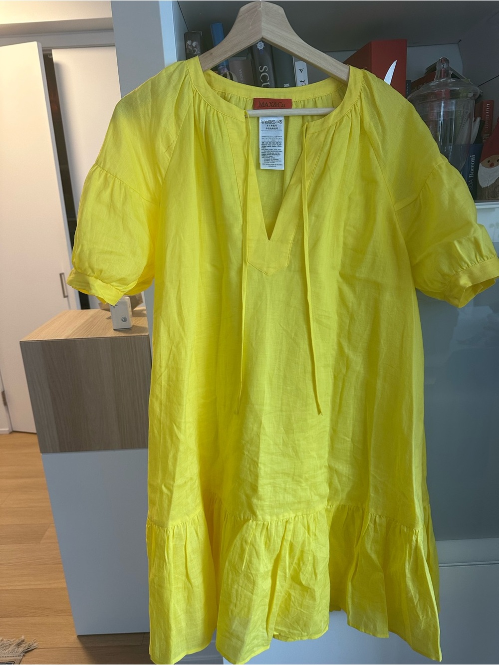 Max & Co. Girls' Yellow Tiered Linen Dress